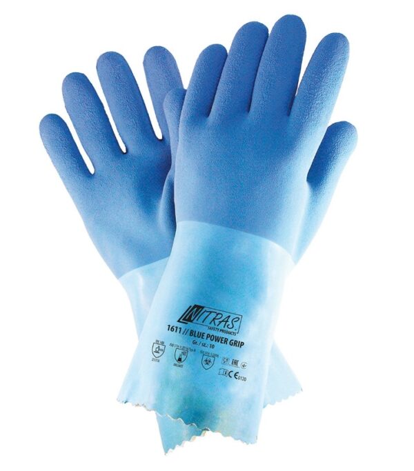 Rękawice robocze chemiczne Nitras Blue Power Grip 1611 - rozmiar 10