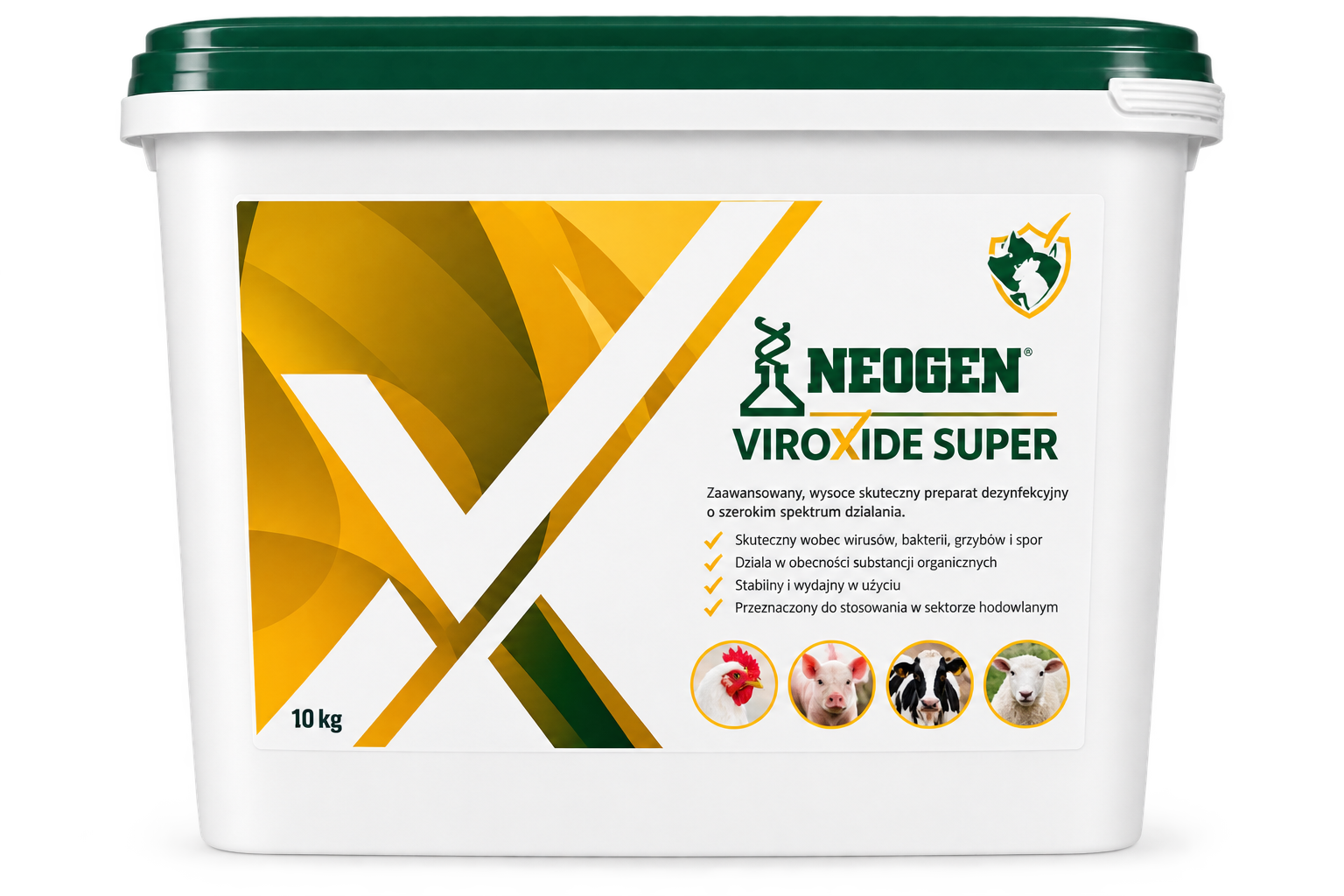Viroxide Super 10 kg – profesjonalny preparat do dezynfekcji i bioasekuracji DEFRA | EPA | URPL | H5N1 – 1 MINUTA | 1:200 (0,5%)